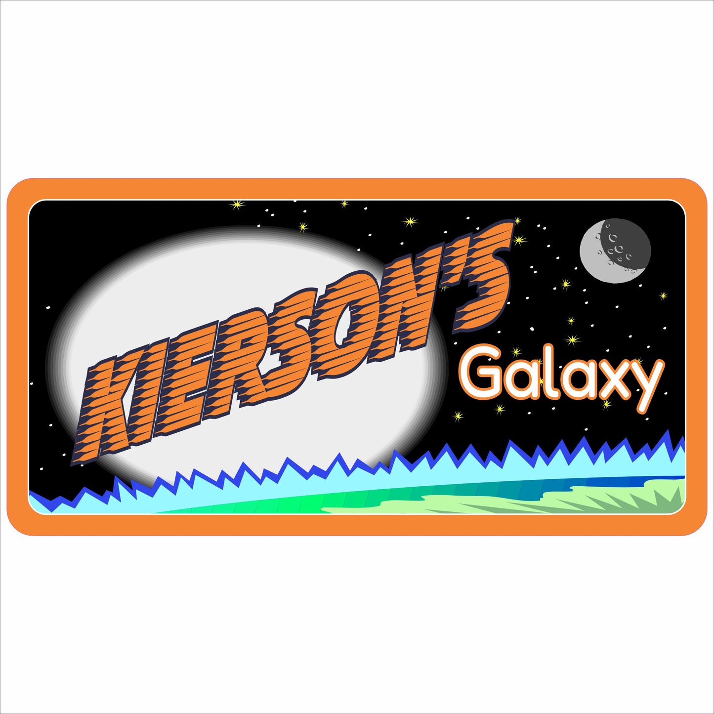 Close-up of personalized space galaxy kids room name sign