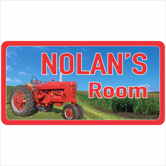 personalized tractor kids room sign farm field background