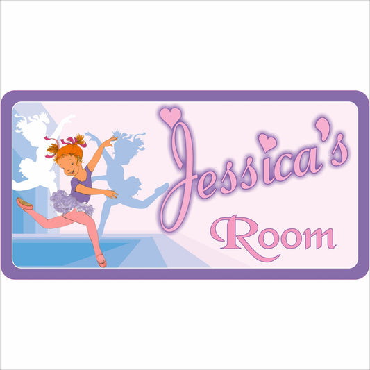 personalized ballet dancer kids room sign with custom name and pastel colors