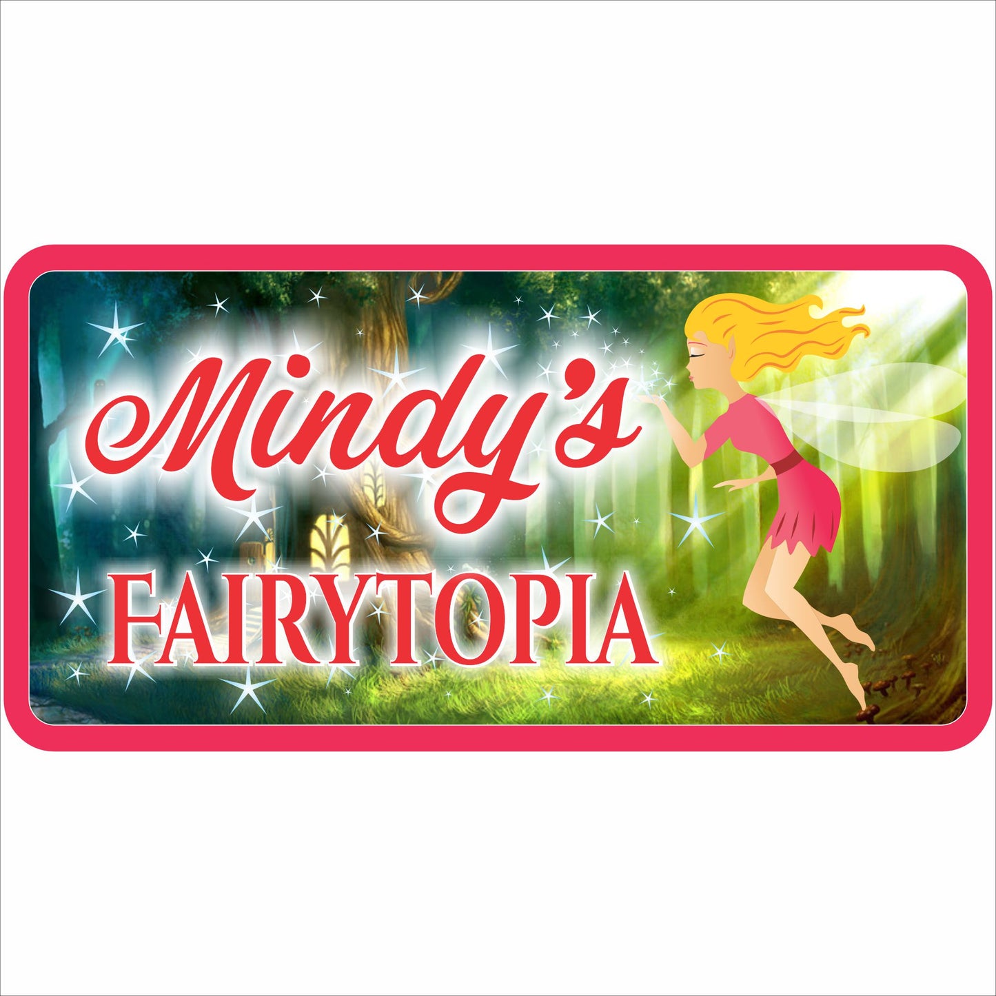 personalized fairy themed kids room name sign 