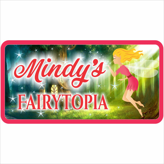 personalized fairy themed kids room name sign 