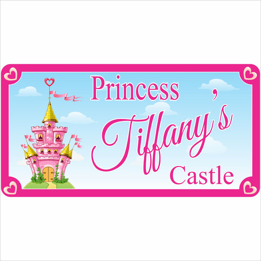 personalized princess castle kids room name sign