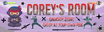 Personalized Ninja Gamer: Enter at Your Own Risk Child's Room Sign - Gamer Decor