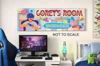 kids gaming room sign displayed above a child’s desk or bedroom area