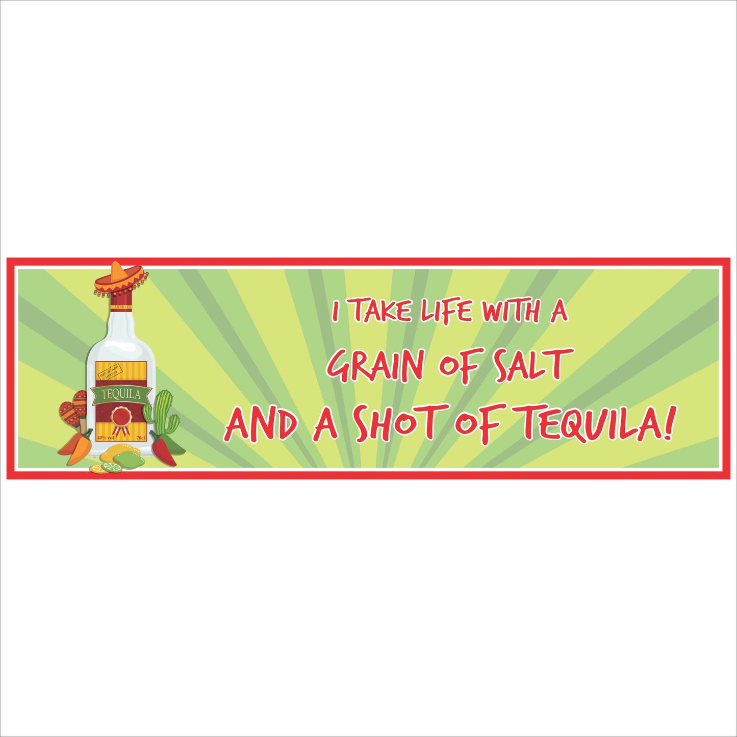 funny tequila bar sign grain of salt shot of tequila text close up bold tropical design