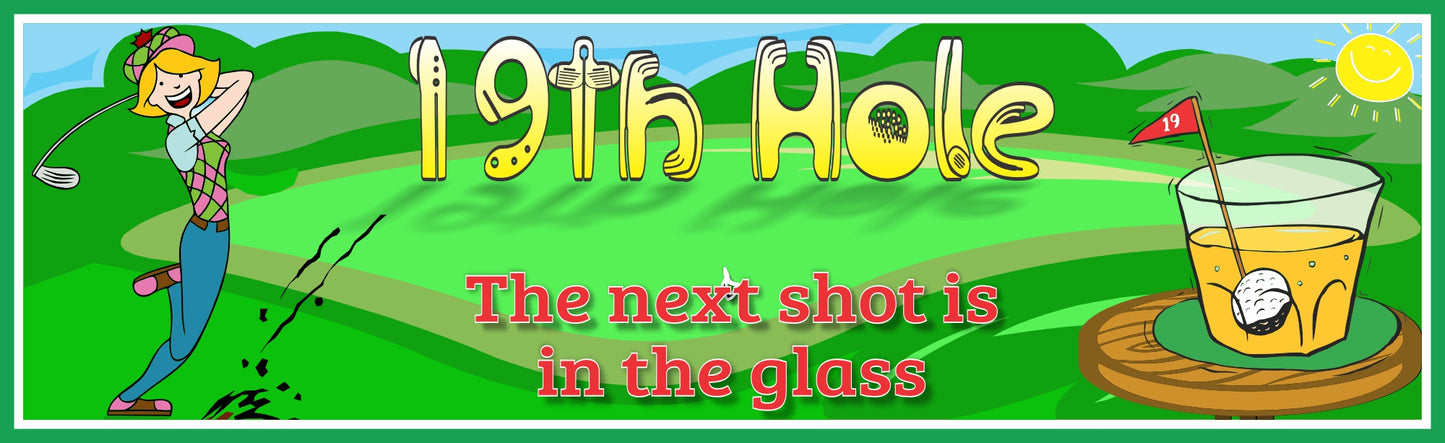 Funny 19th Hole Golf Sign – Golf Bar Humor Decor