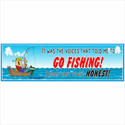 funny fishing sign it was the voices that told me to go fishing novelty wall decor