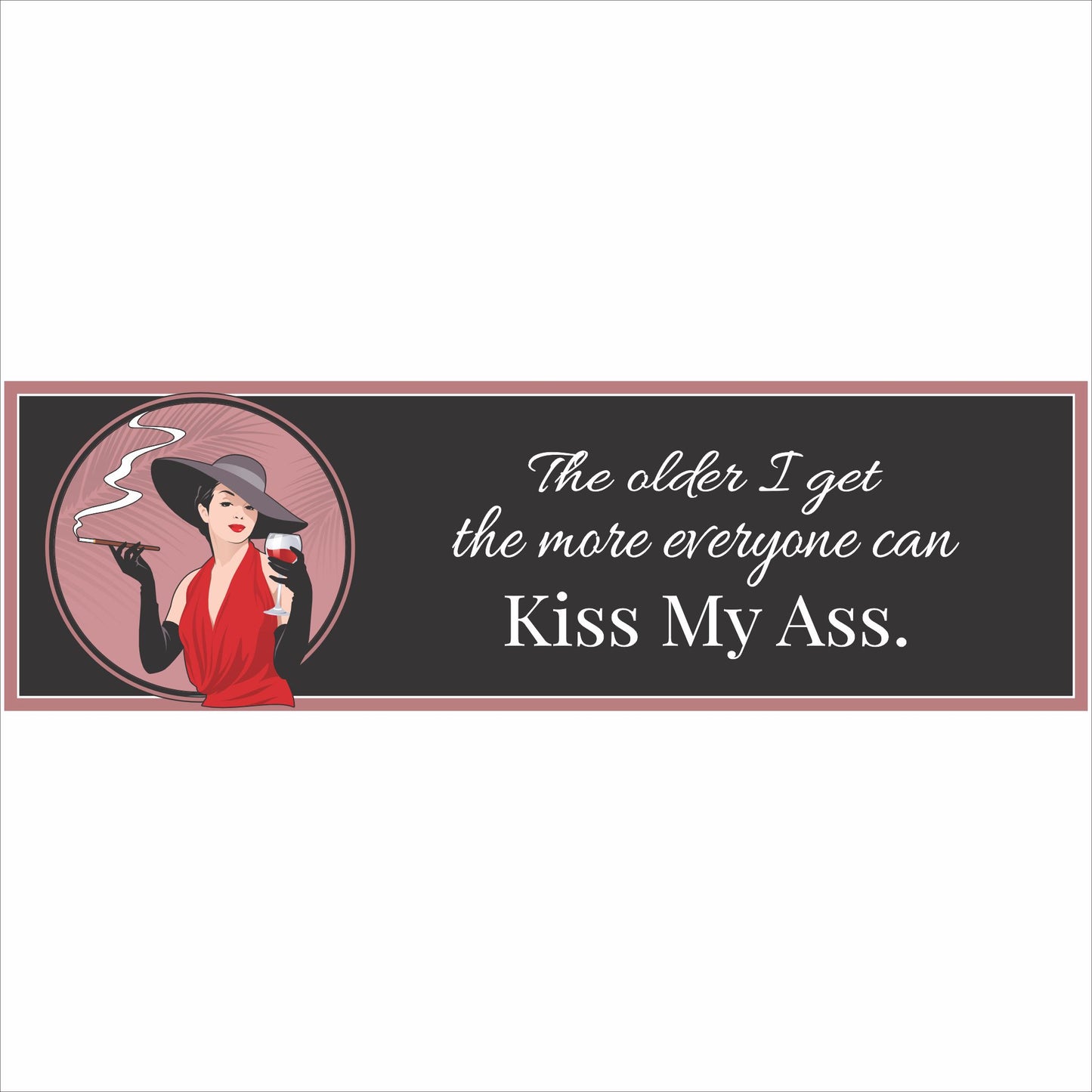 fun wine humor sign with vintage lady illustration and quote