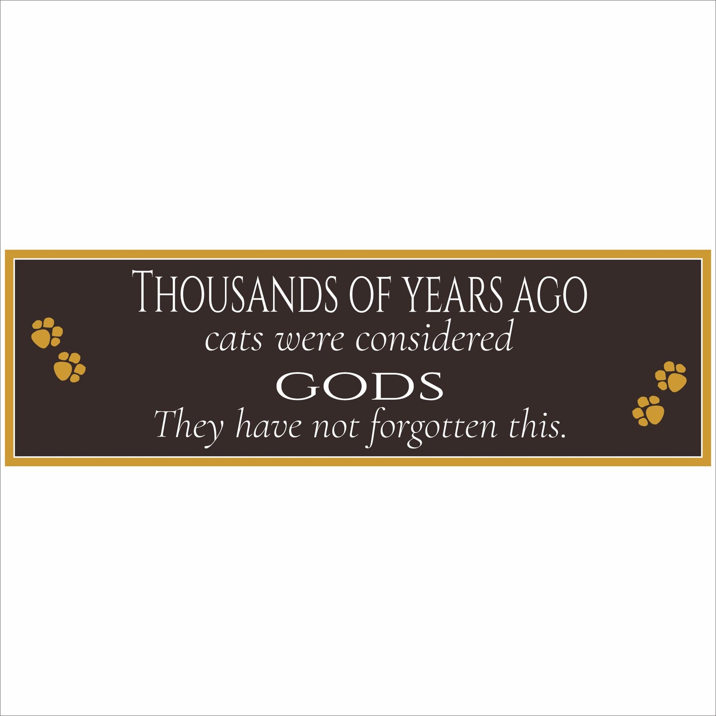 Sign front view thousands of years ago cats were considered gods quote sign
