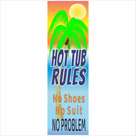 hot tub rules tropical sign with palm tree sunset design