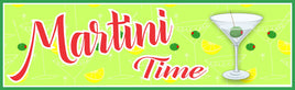 Martini Time bar sign with a vintage-style green background, martini glasses, and olives – ideal for home bar decor and cocktail lovers.