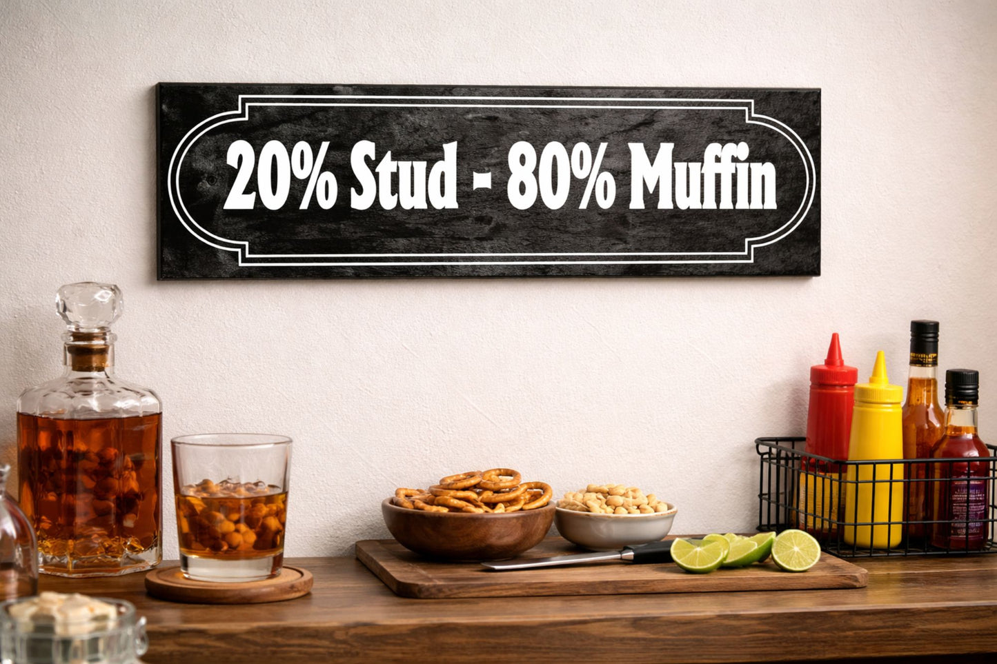 novelty bar humor sign displayed in bar setting