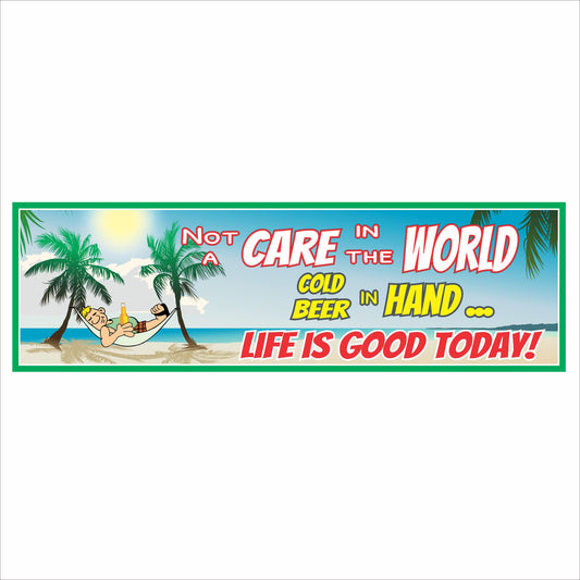 Beach quote wall sign with palm trees hammock artwork and green border
