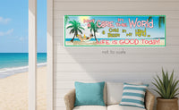 Not a Care in the World Funny Quote Beach Sign with Hammock & Palm Trees