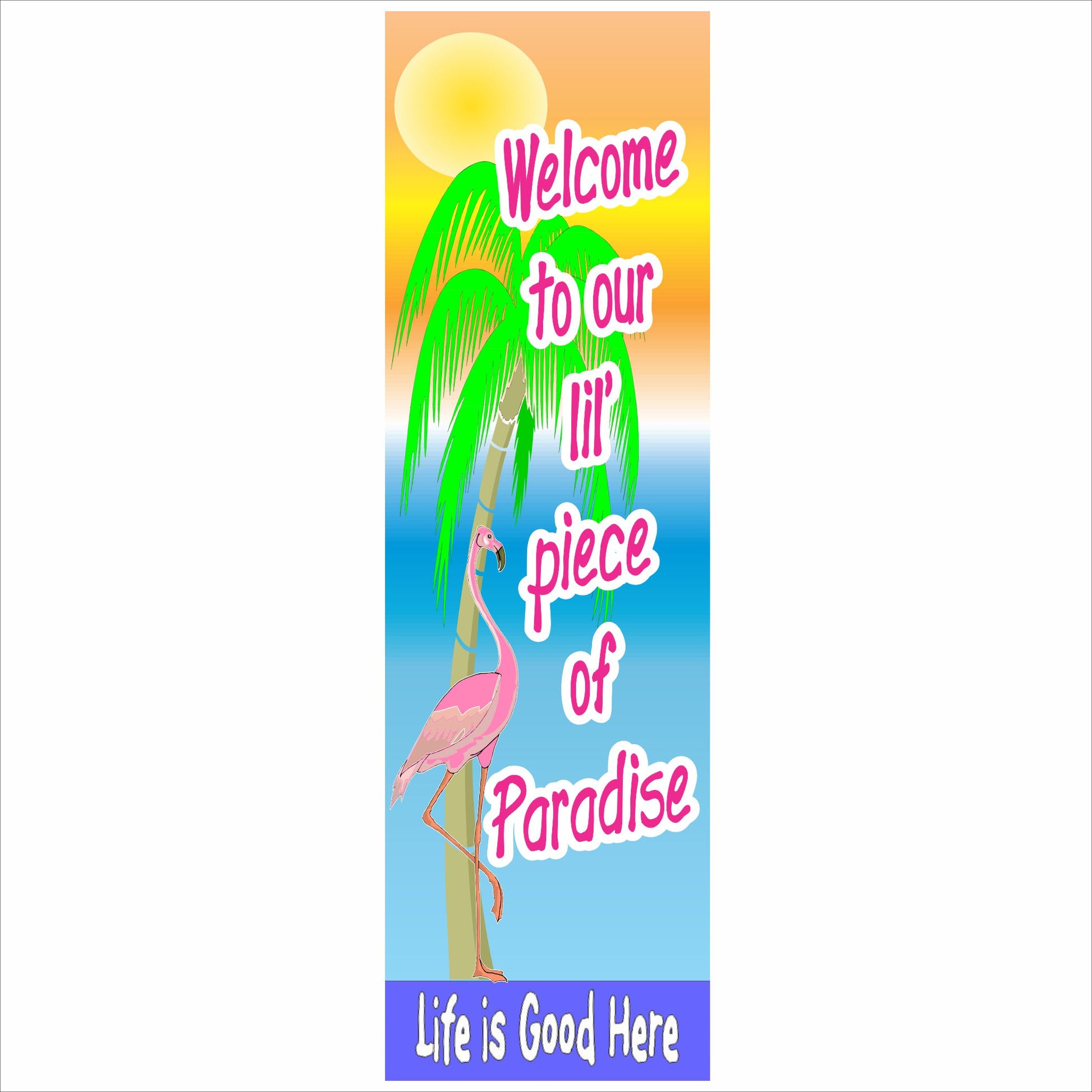 vertical flamingo paradise sign tropical beach wall decor