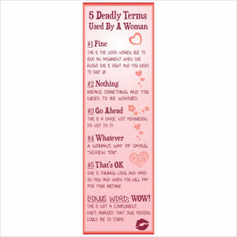 5 deadly terms used by a woman funny pink sign with hearts
