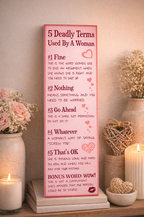 funny relationship rules sign standing on bedroom shelf decor