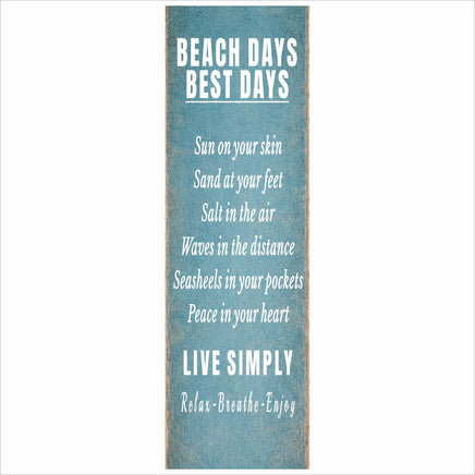 vertical beach days best days coastal typography sign teal background