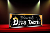 Diva Den Wall Sign with Crown and Curtain Design – Glam Decor for Women