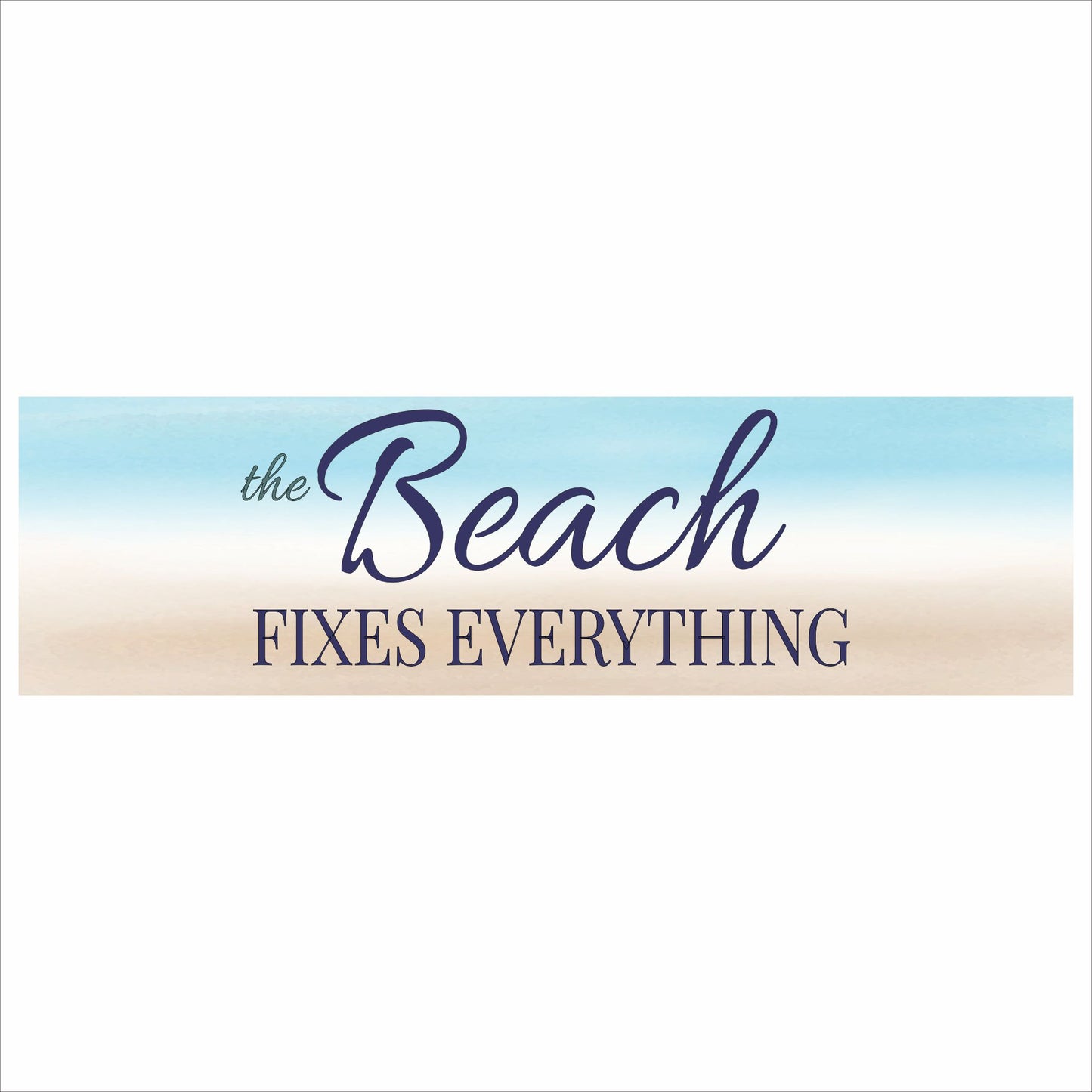 close up of beach sign with blue and sand gradient background minimal coastal design