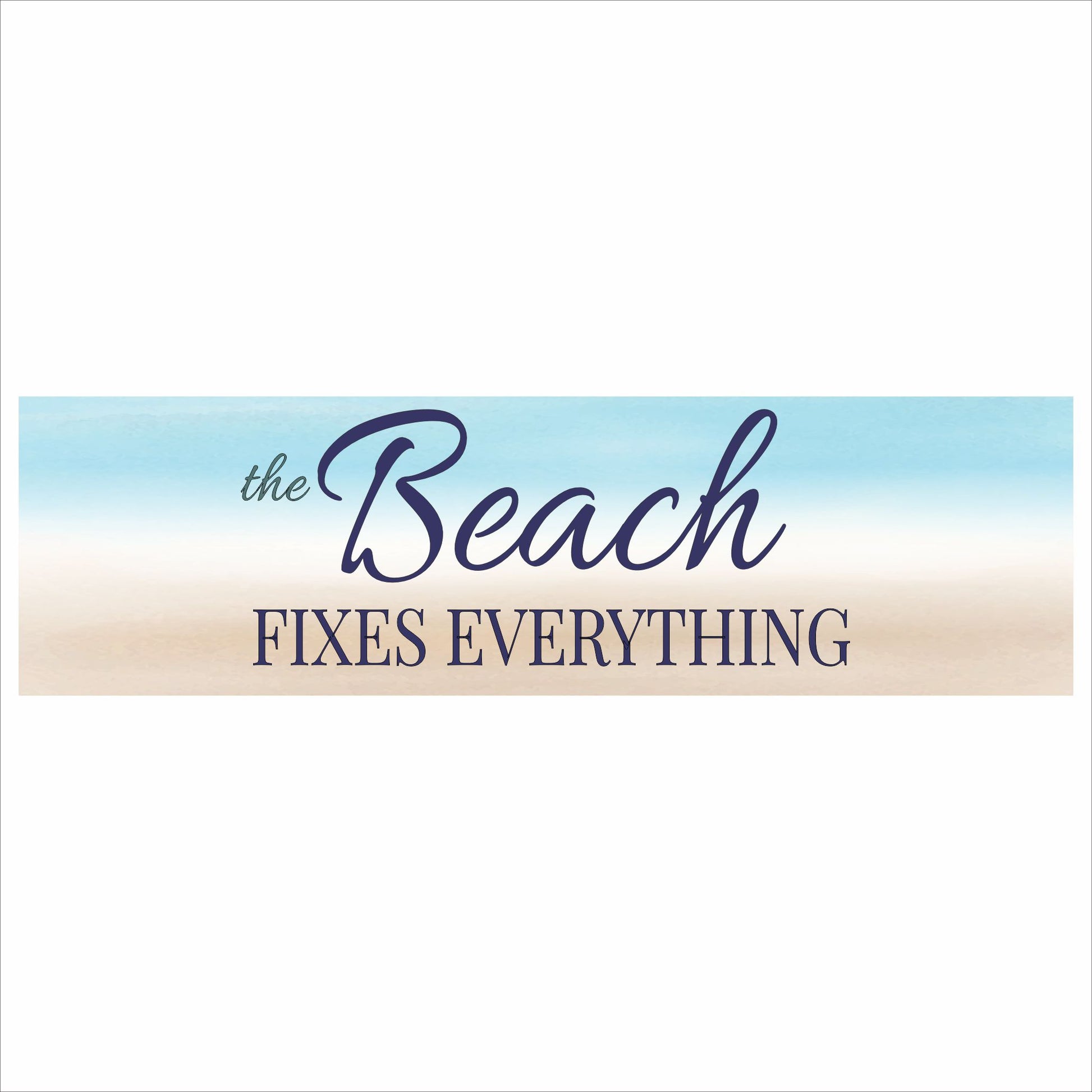 close up of beach sign with blue and sand gradient background minimal coastal design