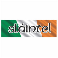 Sláinte Irish bar sign with green white and orange flag design