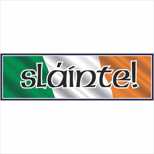 Sláinte Irish bar sign with green white and orange flag design