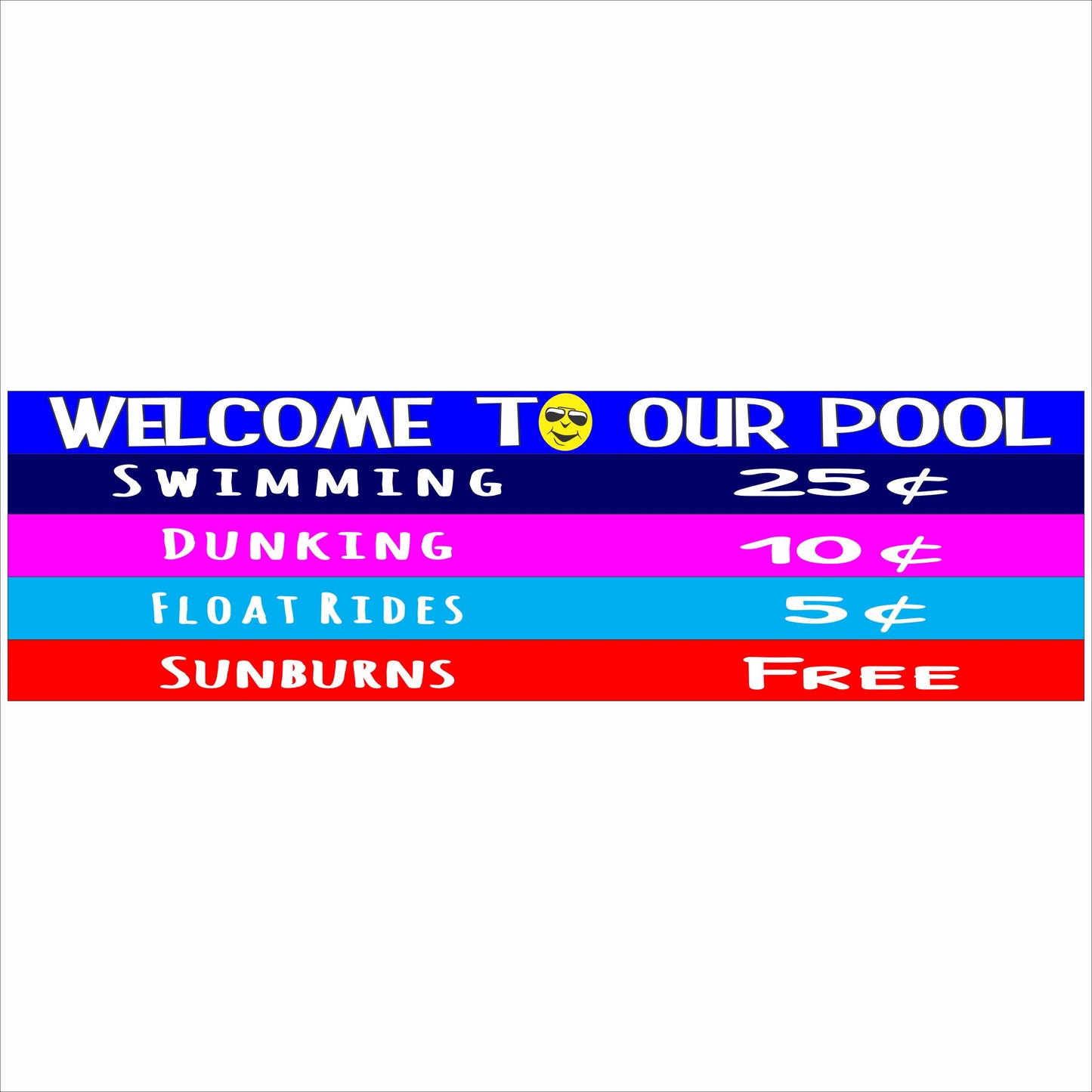 Welcome to Our Pool colorful hand painted style pool rules sign