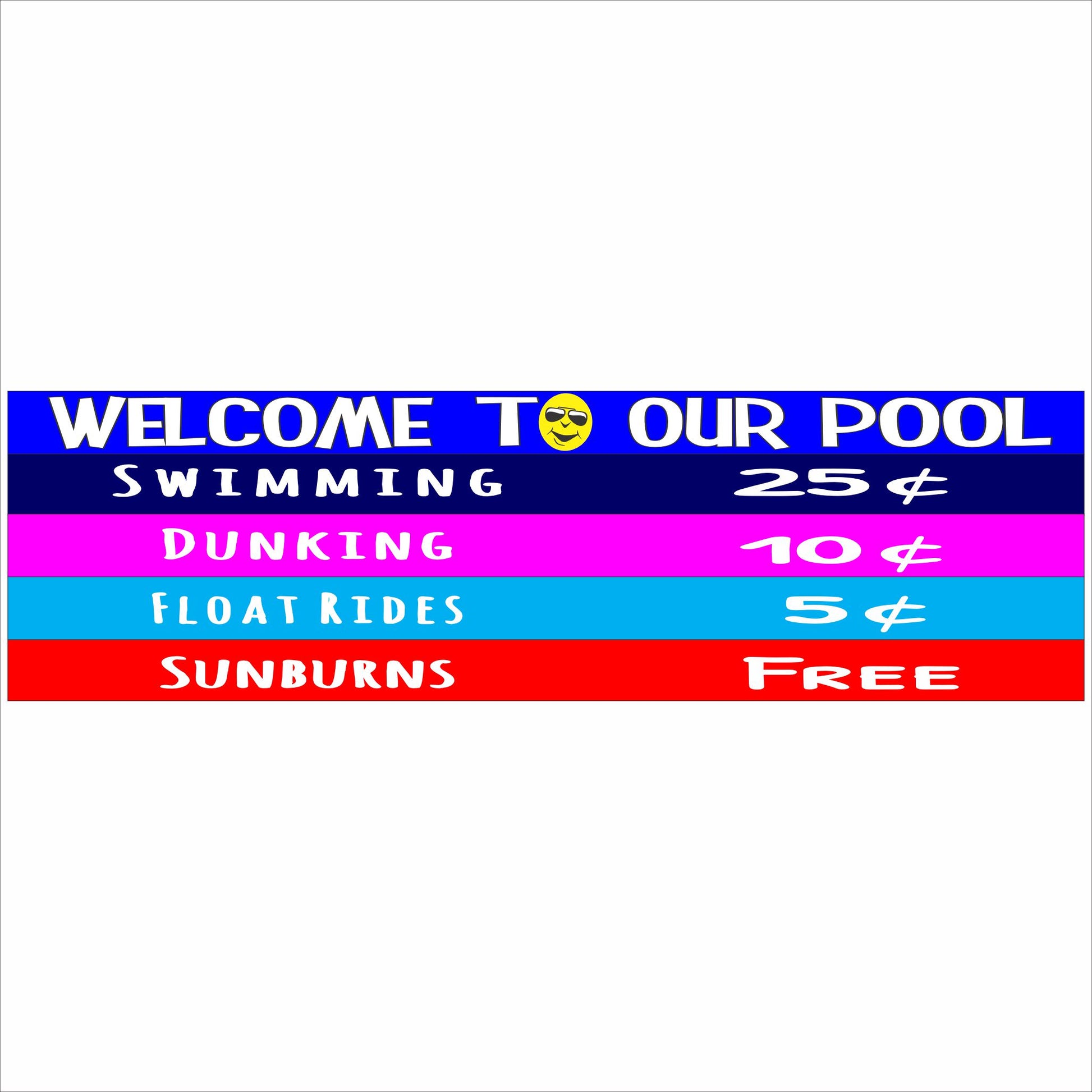 Welcome to Our Pool colorful hand painted style pool rules sign