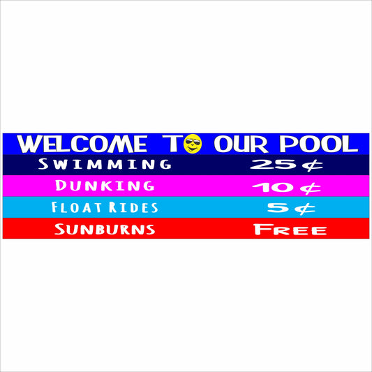 Welcome to Our Pool colorful hand painted style pool rules sign