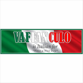 Italian humor novelty sign with flag colors displayed on a wall