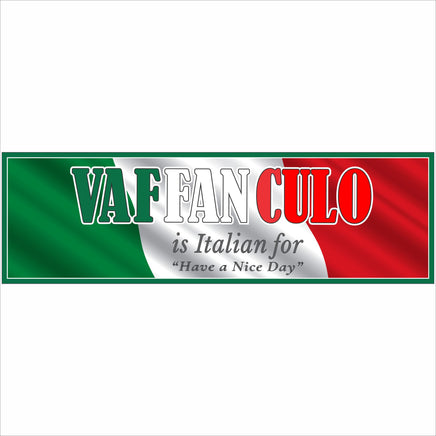 Italian humor novelty sign with flag colors displayed on a wall