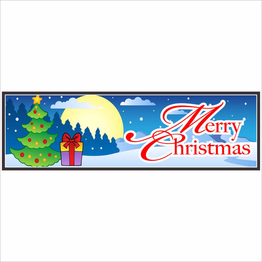merry christmas winter scene wall sign long narrow holiday sign