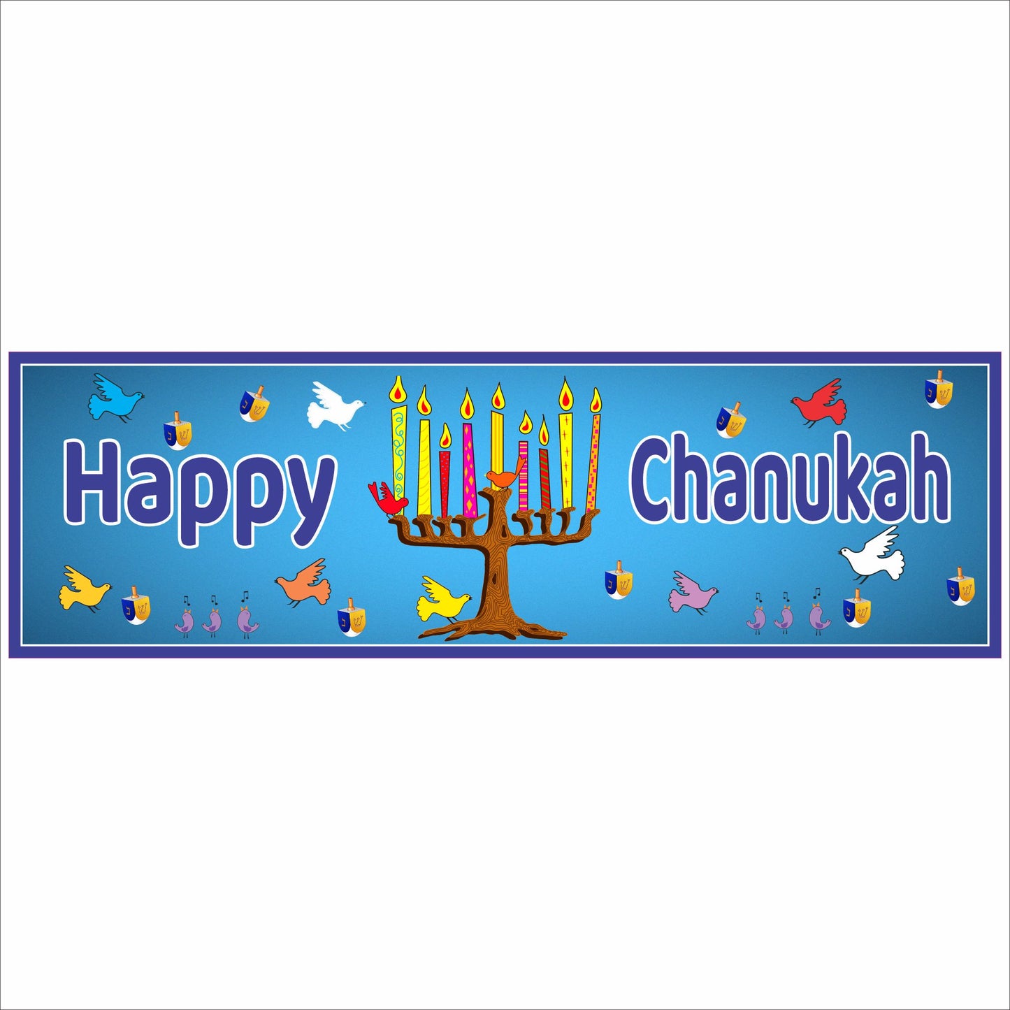 Happy Chanukah menorah sign close-up