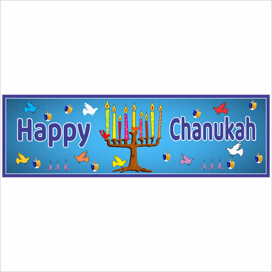 Happy Chanukah menorah sign close-up
