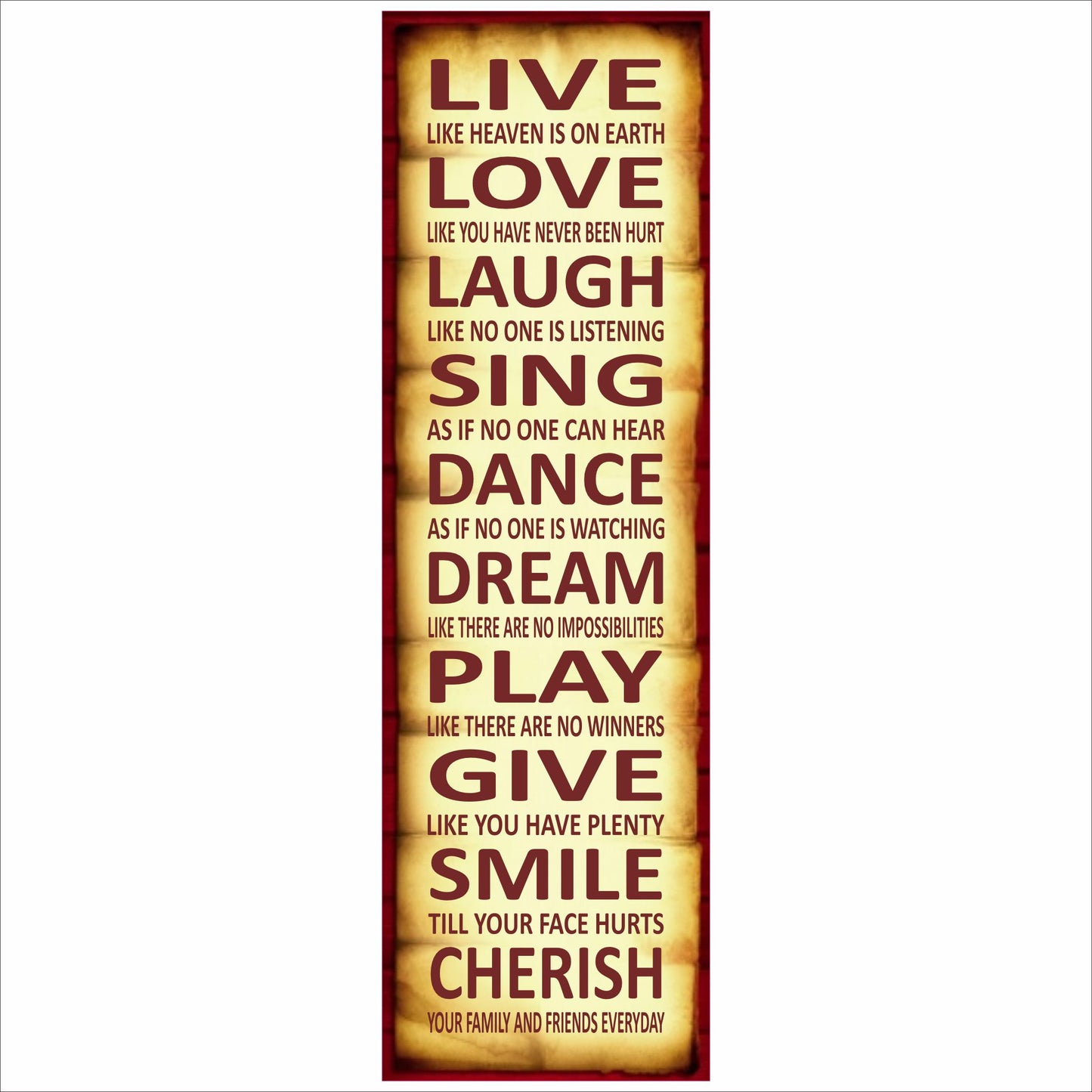 Live Love Laugh inspirational quote wall sign 5x16 inch vintage style