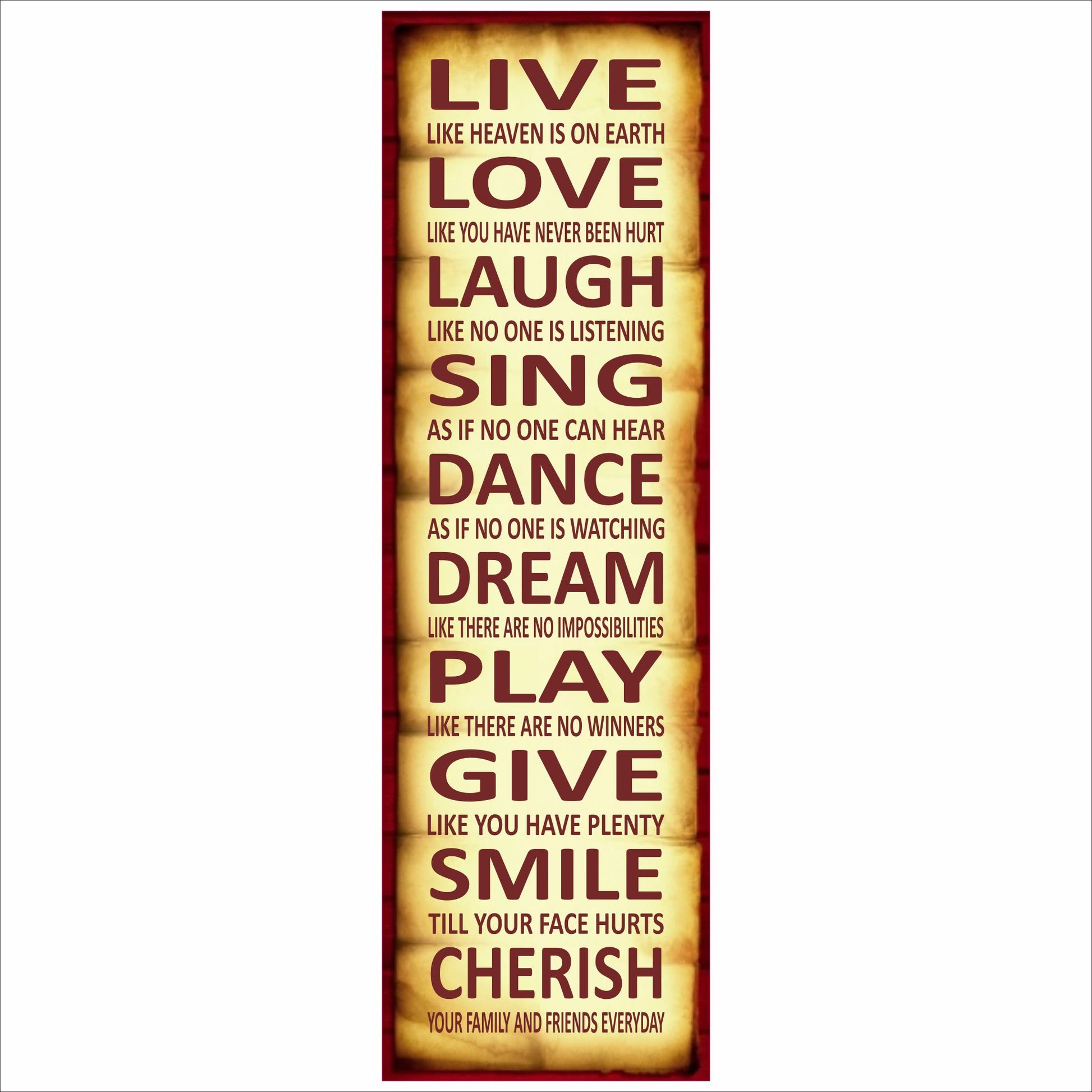 Live Love Laugh inspirational quote wall sign 5x16 inch vintage style