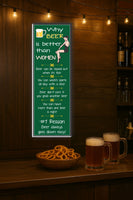 novelty bar sign displayed in home bar setting