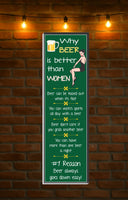 Why Beer is Better Than Women Funny Sign with Pinup Girl