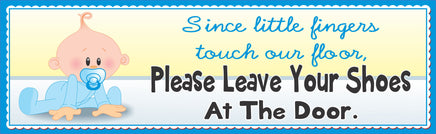 Baby shoes off wall sign, vinyl laminated on Komocel PVC with cute cartoon baby design