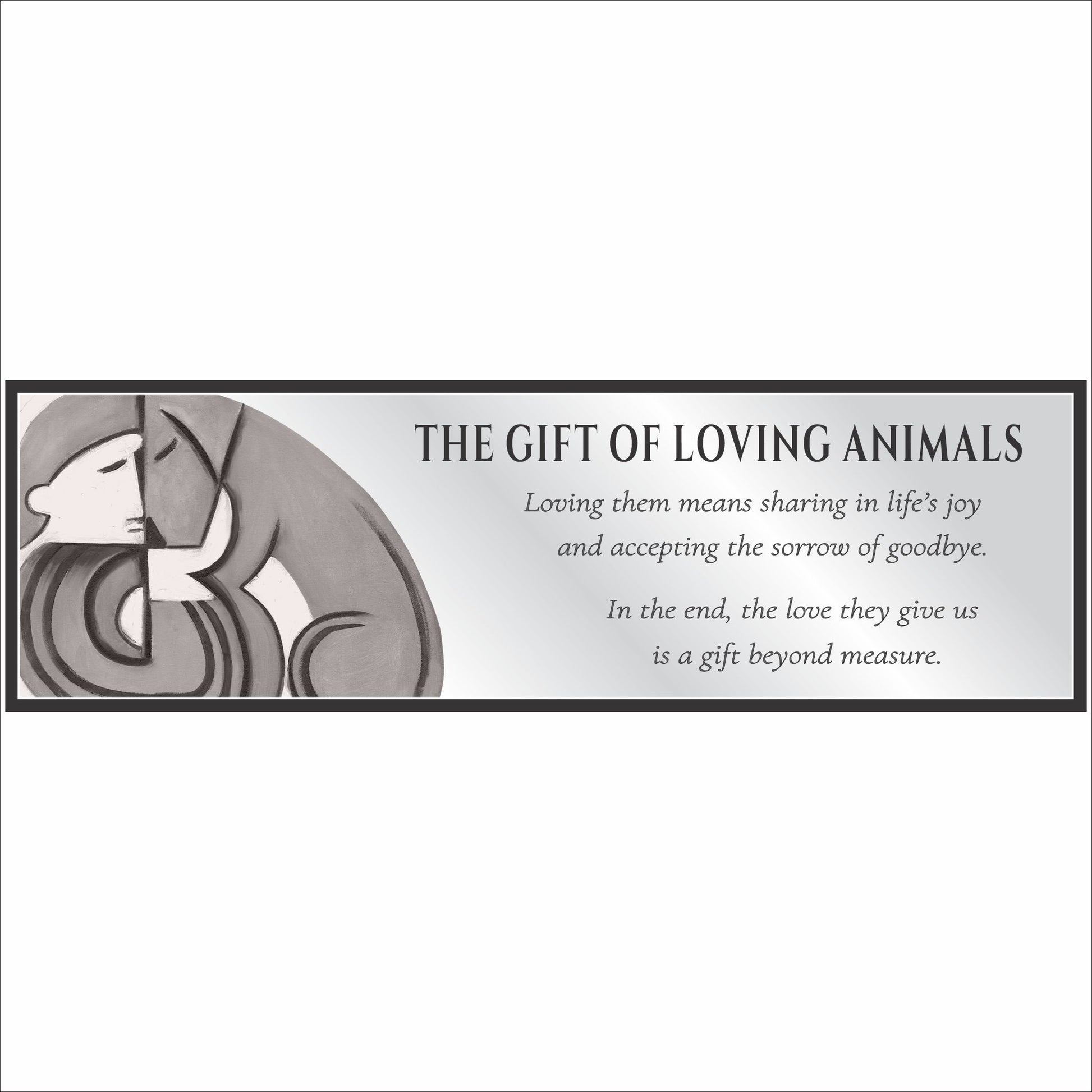 pet memorial sign with dog illustration and sympathy quote on neutral background