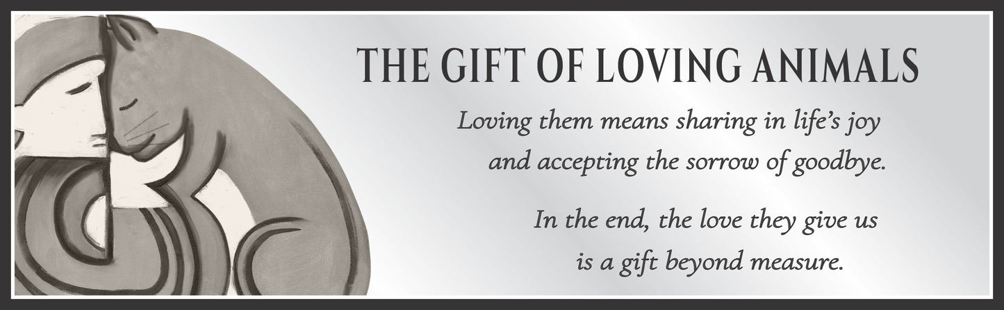 pet memorial sign with cat illustration and sympathy quote on neutral background
