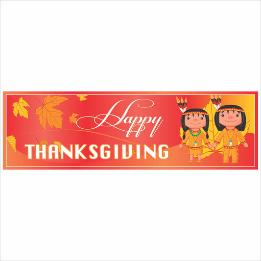 Happy Thanksgiving horizontal 16x5 fall harvest wall sign
