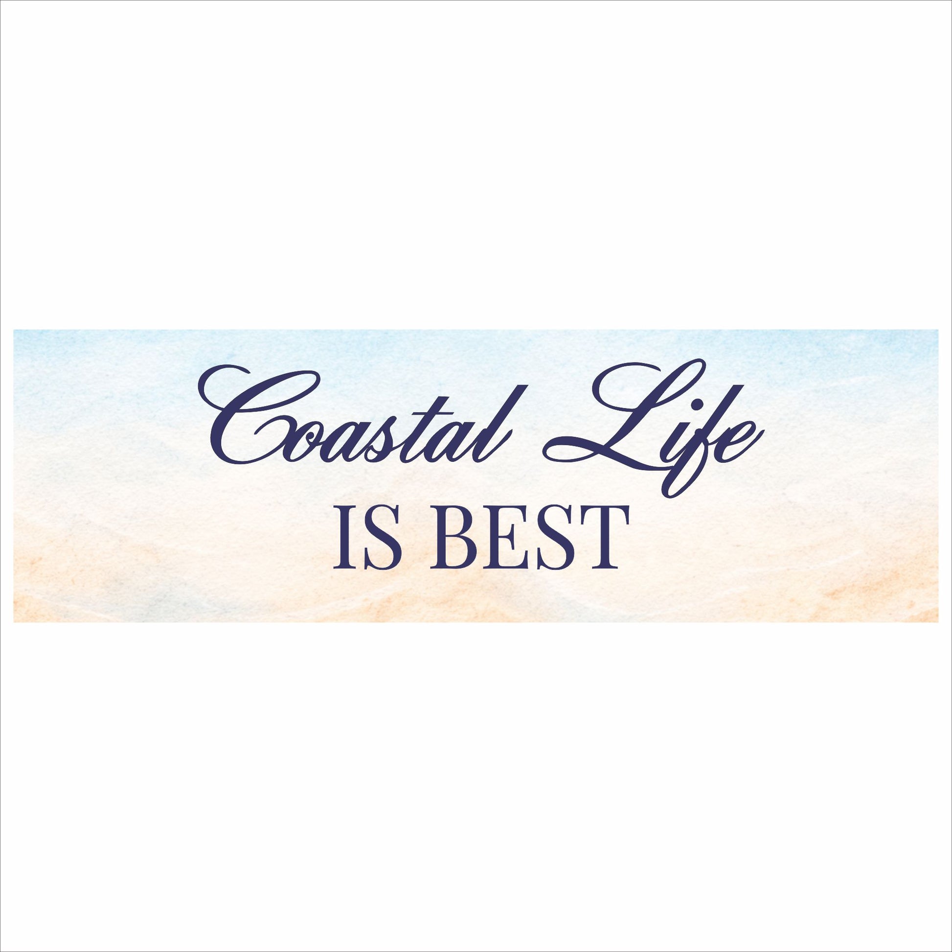 close up of coastal sign with blue and sand gradient background minimal design