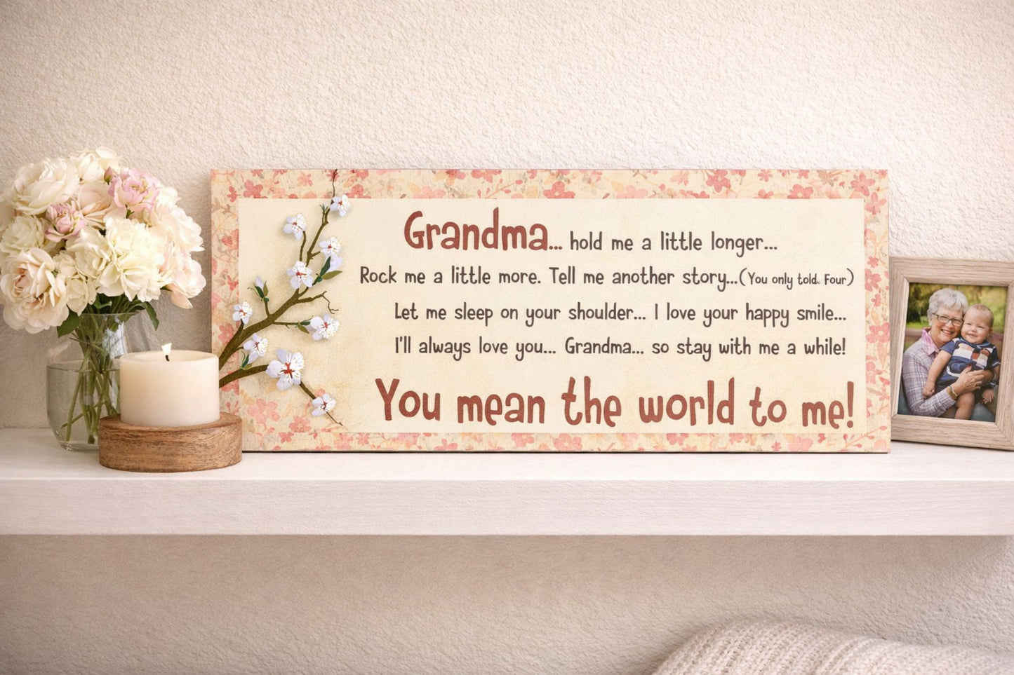 custom grandma poem sign displayed on shelf heartfelt gift for grandma 