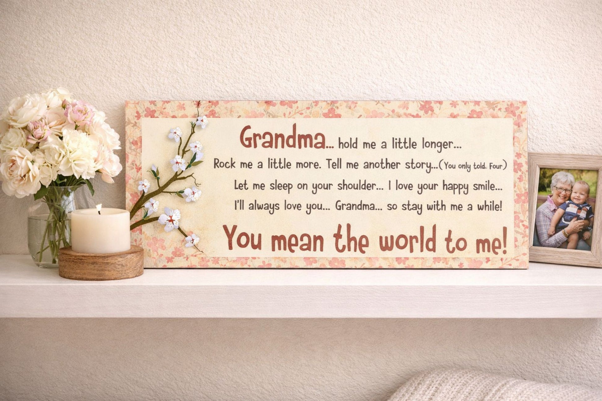 custom grandma poem sign displayed on shelf heartfelt gift for grandma 