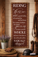 riding a horse quote sign lifestyle equestrian tack room display