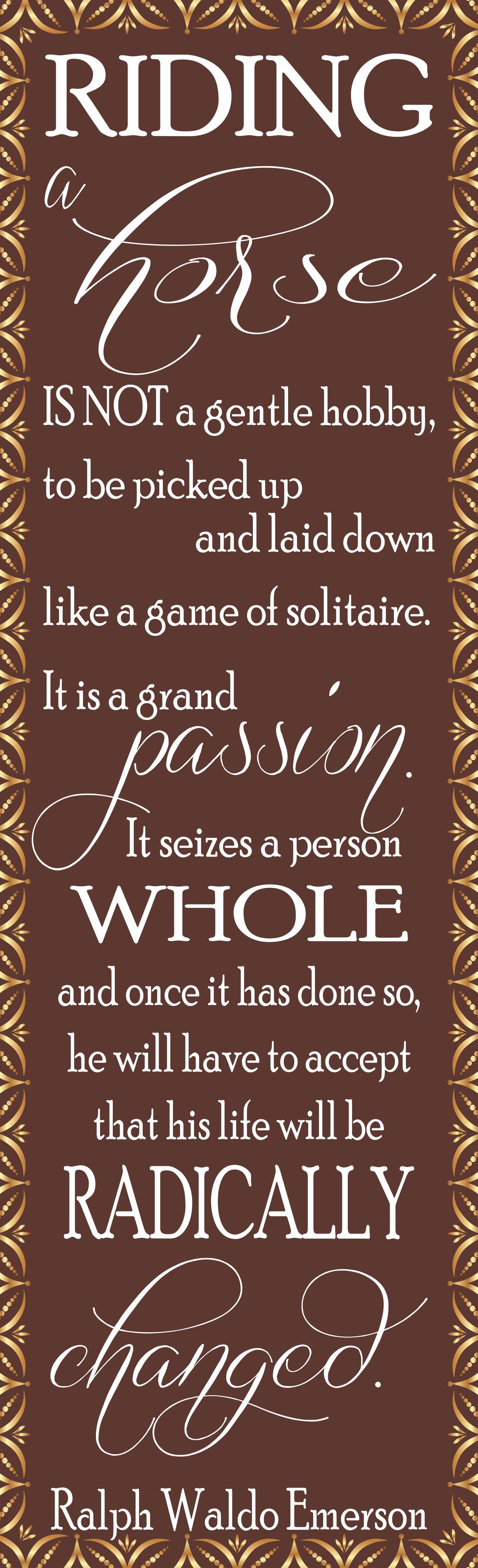 riding a horse inspirational quote vertical equestrian wall sign male version