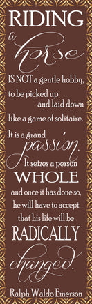 riding a horse inspirational quote vertical equestrian wall sign male version