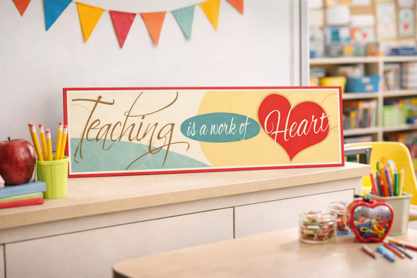 Teaching is a Work of Heart Teacher Quote Sign with Elegant Font